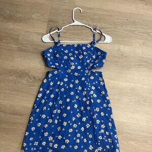 Zara Blue Pleated Sundress with Spaghetti Straps